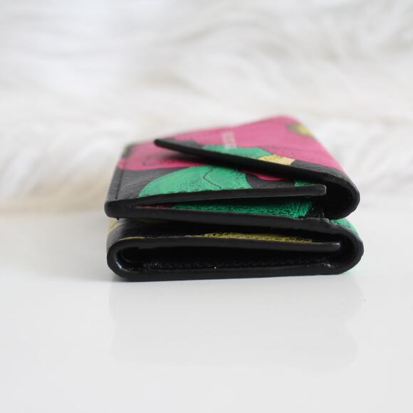 New Balenciaga Tropical Floral Logo Mini Papier Trifold Compact Wallet Small - Picture 5 of 9